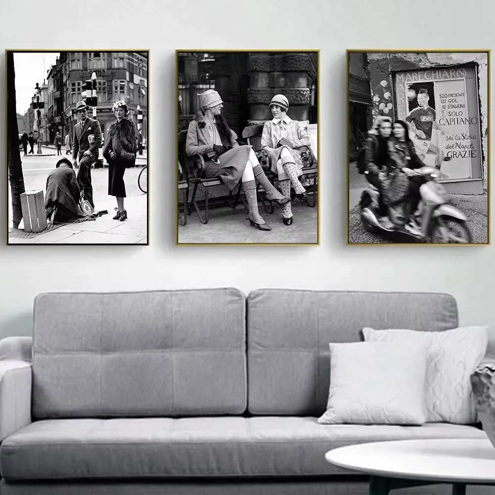 Street Fashion Paris - Impresión fotográfica Vintage en blanco y
