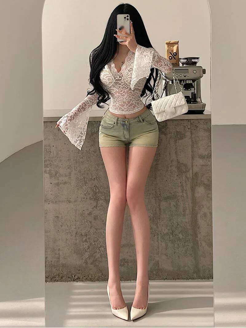 Shorts de Vaquero Elásticos y  - Korean Street Fashion Female reseña y precio